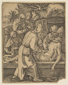 Depositionen, fra Den Lille Passion kopi.n.d. af Marcantonio Raimondi