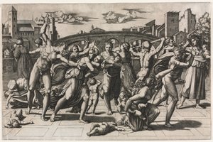 Massakren på de uskyldige (uden grantræet) af Marcantonio Raimondi