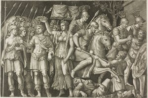 Trajan kronet af sejr af Marcantonio Raimondi
