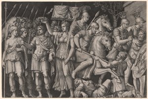 Trajan kronet af sejr af Marcantonio Raimondi