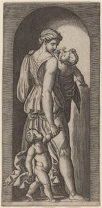 Velgørenhed af Marcantonio Raimondi after Raphael