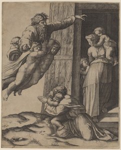 Gud viser sig for Noa af Marcantonio Raimondi after Raphael