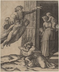Gud viser sig for Noa af Marcantonio Raimondi after Raphael