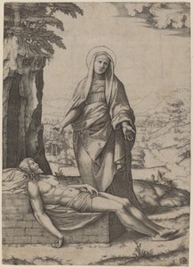 Jomfruens klagesang af Marcantonio Raimondi after Raphael