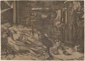 Rafaels drøm af Marcantonio Raimondi possibly after Raphael