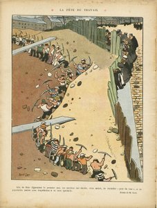 Illustration af Marcel Capy (1865-1941) i Le Rire, 27/04/12 - Labor Day - Arkitektur Byplanlægning, Arbejde, 1. maj - Terrassiers