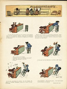 Illustration af Marcel Capy (1865-1941) i Le Rire, 30/03/12 - Musikterapi - Musik, klaver af Marcel Amable O.L. Capy