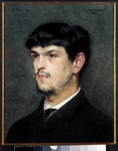Portræt af den franske komponist Claude Debussy (1862-1918) Maleri af sort sten og pastel af Marcel Andre Baschet (1862-1941) 1884 Dim 0,27 x 0,26 m af Marcel Andre Baschet