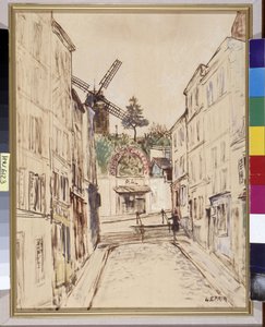 Le Moulin de la Galette: udsigt over den berømte kabaret i Montmartre. Oil on Canvas Marouflee af Marcel Leprin (1891-1933). Obligatorisk omtale: Regards de Provence foundation collection, Marseille