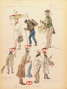 Frankrig, Paris, kostumeskitse til statister i operaen La boheme af Giacomo Puccini (1858-1924), opførelse på Paris Opera Comique, 13. juni