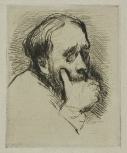 Portræt af Degas med hånden over munden af Marcellin Gilbert Desboutin