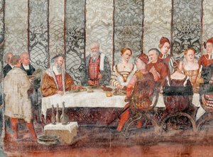 Banket, detalje fra Christian I af Danmarks besøg i Bartolomeo Colleoni, Æreshallen