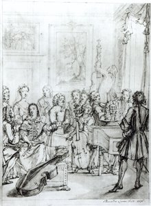 Koncert i Montague House, 1736 (pen og blæk over blyant på papir)