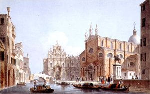 SS-kirken. Giovanni og Paolo og S. Marco, Venedig, graveret af Brizeghel (litho) af Marco (after) Moro
