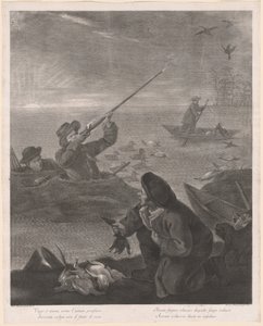 Vague er at sigte, med uman pensiero... (Skydning fra skjulet) af Marco Alvise Pitteri after Pietro Longhi
