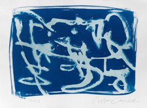 Asemic Writing, 2023 (cyanotypi på papir)