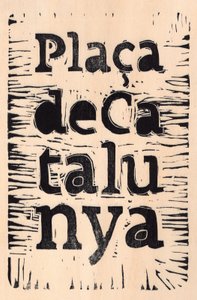 Barcelona, 2017 (linoleum på træ) af Marco Campedelli