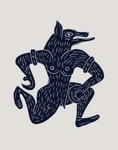 Werewolf, 2023 (linoleum på papir) af Marco Campedelli
