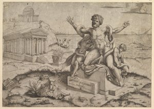 Spejl af romersk storslåethed: Gamle basrelieffer med Laocoon, ca. 1516-20. af Marco Dente