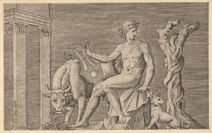 Mirror of Roman Magnificence: Apollo Tending the Flocks of Admetus, 1500-tallet. af Marco Dente