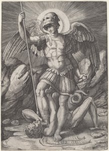 Sankt Michael af Marco Dente after Raphael