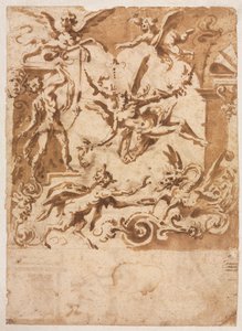 Grotesk med en satyr, der fodrer en drage (recto) af Marco Marchetti