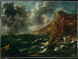 Ships in a Gale, ca. 1705-08 (olie på lærred)