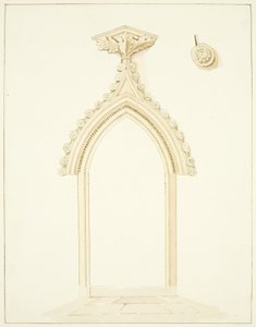 Døråbning til Vestry Room of Bristol Cathedral (blyant og akvarel på papir) af Marcus H. Homes