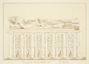Abbed Knowles grav i Bristol Cathedral (blyant og akvarel på papir) af Marcus H. Homes