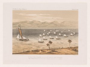 Kongen af ​​Nossi-Faly tog af sted til sin fars begravelse Le départ du Roi de Nossi-Faly au tombeau de son père en société des Voyageurs (...) (titel på objektet) Rejse af François P.L. Pollen til Madagaskar (serietitel) F.P.L. Pollen R. s af Marcus Jacob Goedkind