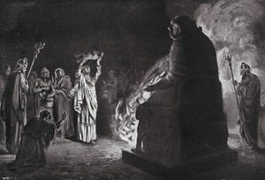 En fønikisk ofring til Moloch (litografi)