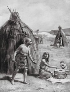 En primitiv sumerisk boplads (litografi)