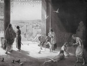 Sangar af Carchemish modtager Ashur-nasir-pal III (litho) af Margaret (after) Dovaston