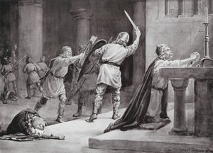 Mordet på Knud den Hellige af Margaret (after) Dovaston