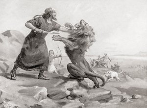 Tiglath-Pileser dræber en løve, fra Hutchinson