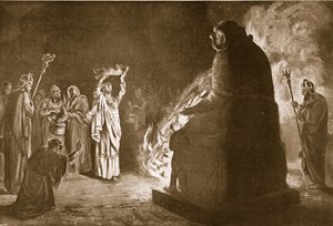 Et fønikisk offer til Moloch, illustration fra 