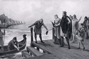 Edgar den Fredelige holder flådegennemgang AD973 af Margaret Dovaston