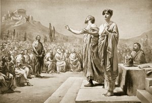 Perikles beder for Aspasia, illustration fra 