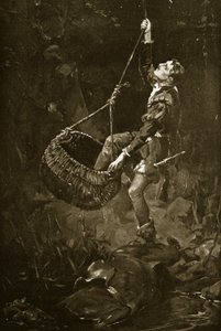 Jarlen af Kildare flygter fra et hul, ca. 1548, illustration fra 