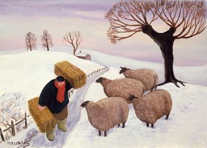 At bære hø til fårene om vinteren af Margaret Loxton