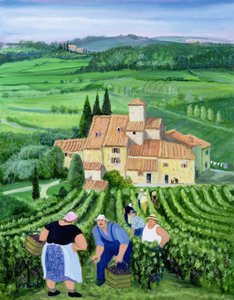 Castellina-in-Chianti (olie på lærred) af Margaret Loxton