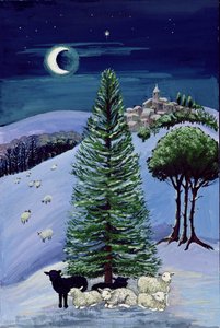 Får i et vinterlandskab af Margaret Loxton