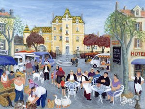 Bytorv i Bourgogne (olie på lærred) af Margaret Loxton