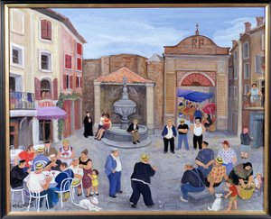 Landsby i Provence (olie på lærred) af Margaret Loxton