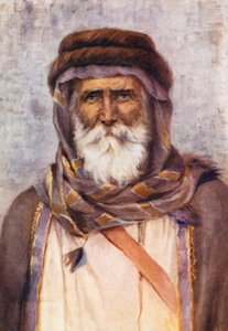 En drusisk sheik (farvelitografi) af Margaret Thomas