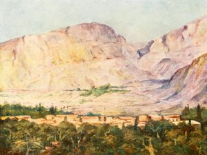 Drusisk landsby i Libanon (farvelitografi)