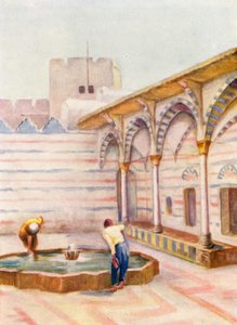 Moské es Sinamiyeh, Damaskus (farvelitografi) af Margaret Thomas