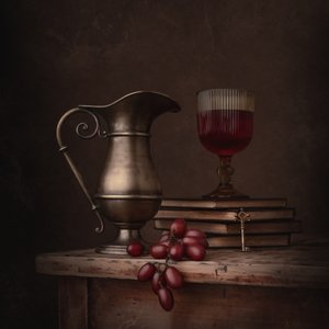 Vintage-stillbillede med vin af Margareth Perfoncio