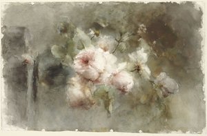 En vase med roser af Margaretha Roosenboom