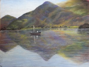 Lonely fisherman, 2020 (pastel) af Margo Starkey